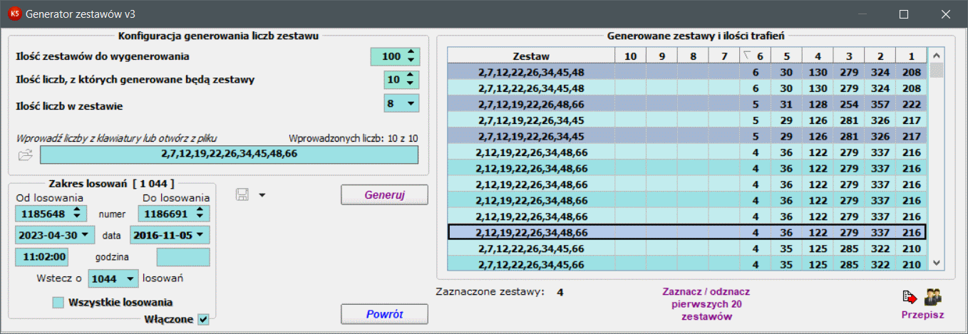 Generator zestawów v3