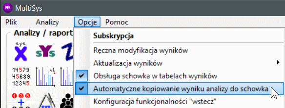 [Opcja] Automatyczne kopiowanie wyniku analizy do schowka