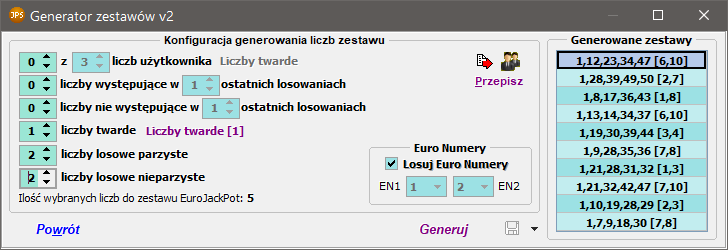 Generator zestawów v2