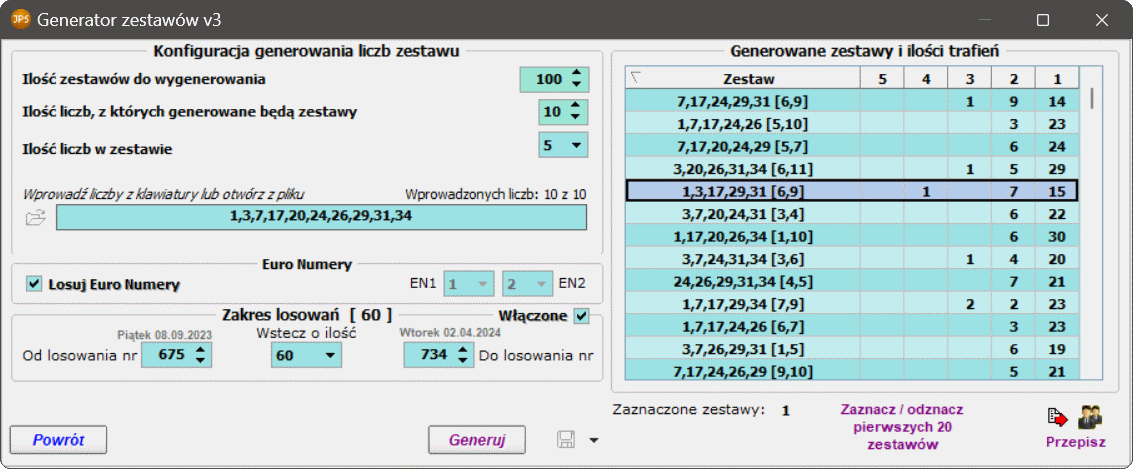 Generator zestawów v3