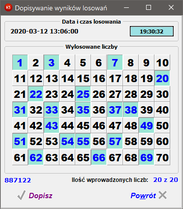 Dopisywanie wyników