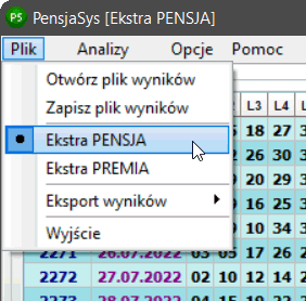 Wybór bazy losowań Ekstra PENSJA / Ekstra PREMIA