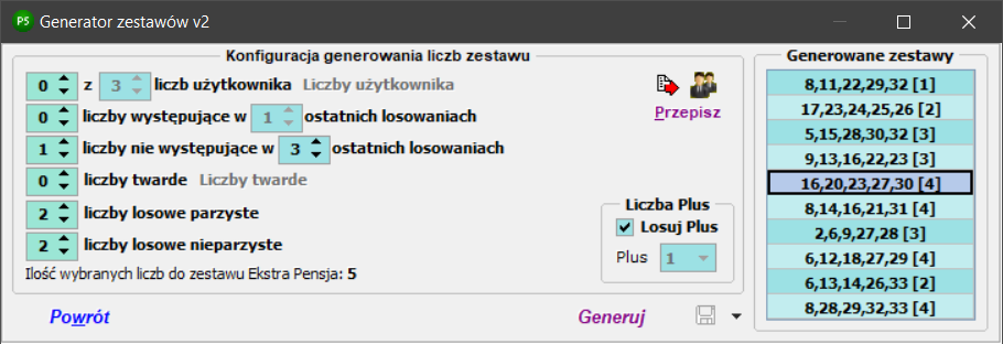 Generator zestawów v2