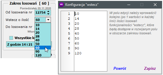 [Opcja] Wstecz o ilość losowań